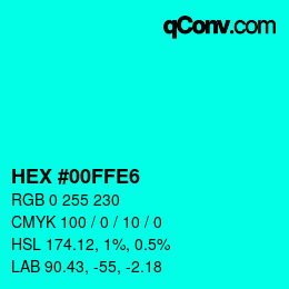 颜色代码: HEX #00FFE6 | qconv.com