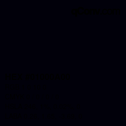 Farbcode: HEX #01000A00 | qconv.com