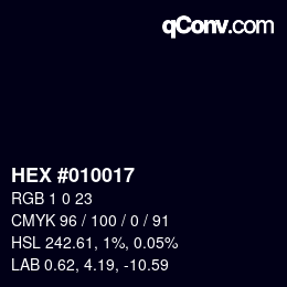 颜色代码: HEX #010017 | qconv.com
