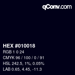 颜色代码: HEX #010018 | qconv.com