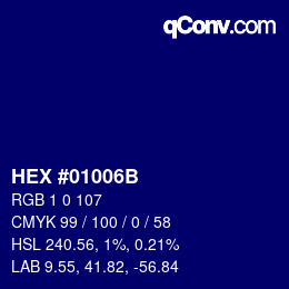 Color code: HEX #01006B | qconv.com