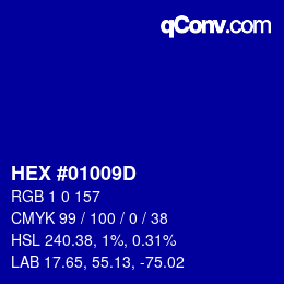 Color code: HEX #01009D | qconv.com