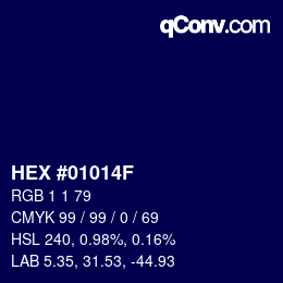カラーコード: HEX #01014F | qconv.com