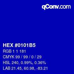 Código de color: HEX #0101B5 | qconv.com