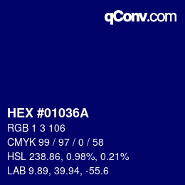 Color code: HEX #01036A | qconv.com