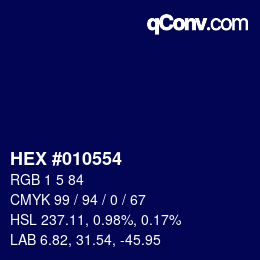Color code: HEX #010554 | qconv.com