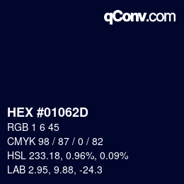 Farbcode: HEX #01062D | qconv.com