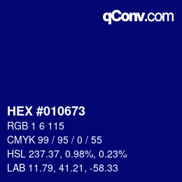 Color code: HEX #010673 | qconv.com