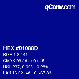 カラーコード: HEX #01088D | qconv.com