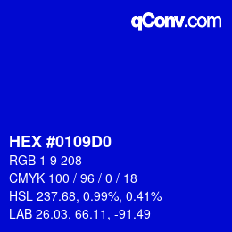 Color code: HEX #0109D0 | qconv.com