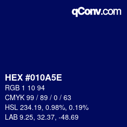 Color code: HEX #010A5E | qconv.com