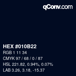 颜色代码: HEX #010B22 | qconv.com