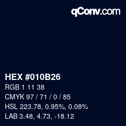 Color code: HEX #010B26 | qconv.com