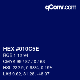 Color code: HEX #010C5E | qconv.com