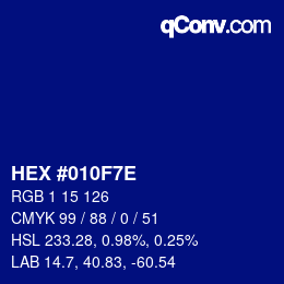 Color code: HEX #010F7E | qconv.com