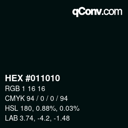 カラーコード: HEX #011010 | qconv.com