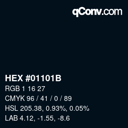 Color code: HEX #01101B | qconv.com