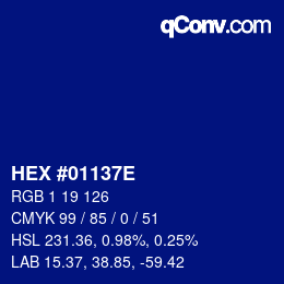 Color code: HEX #01137E | qconv.com