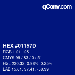 Color code: HEX #01157D | qconv.com