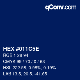 カラーコード: HEX #011C5E | qconv.com