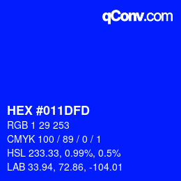 Color code: HEX #011DFD | qconv.com