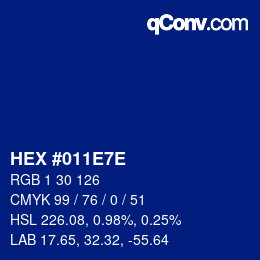 Color code: HEX #011E7E | qconv.com