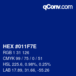 Color code: HEX #011F7E | qconv.com