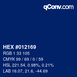 颜色代码: HEX #012169 | qconv.com
