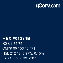カラーコード: HEX #01234B | qconv.com