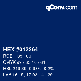 カラーコード: HEX #012364 | qconv.com