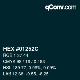 Color code: HEX #01252C | qconv.com