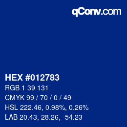 カラーコード: HEX #012783 | qconv.com