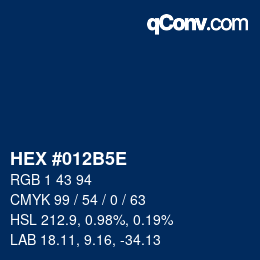 Code couleur: HEX #012B5E | qconv.com