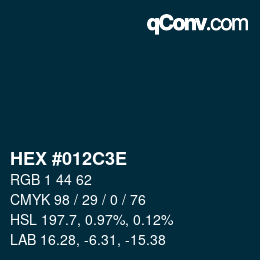 Color code: HEX #012C3E | qconv.com