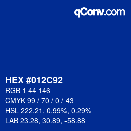 カラーコード: HEX #012C92 | qconv.com