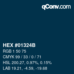 Color code: HEX #01324B | qconv.com
