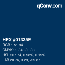 Color code: HEX #01335E | qconv.com