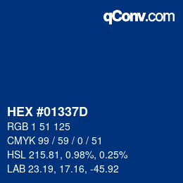 Color code: HEX #01337D | qconv.com