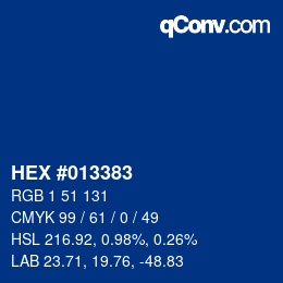 カラーコード: HEX #013383 | qconv.com