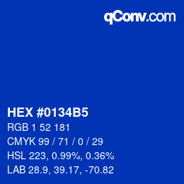 Color code: HEX #0134B5 | qconv.com