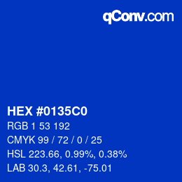 Color code: HEX #0135C0 | qconv.com