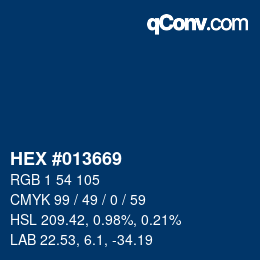 Color code: HEX #013669 | qconv.com