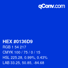 カラーコード: HEX #0136D9 | qconv.com