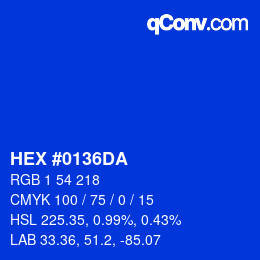 カラーコード: HEX #0136DA | qconv.com