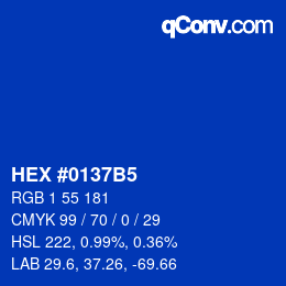 Color code: HEX #0137B5 | qconv.com