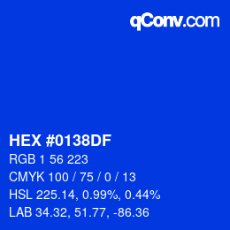 Color code: HEX #0138DF | qconv.com