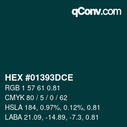 Code couleur: HEX #01393DCE | qconv.com