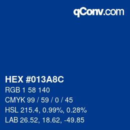 カラーコード: HEX #013A8C | qconv.com