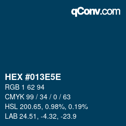 Farbcode: HEX #013E5E | qconv.com