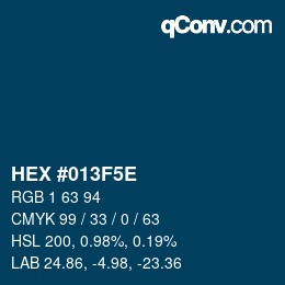 Farbcode: HEX #013F5E | qconv.com